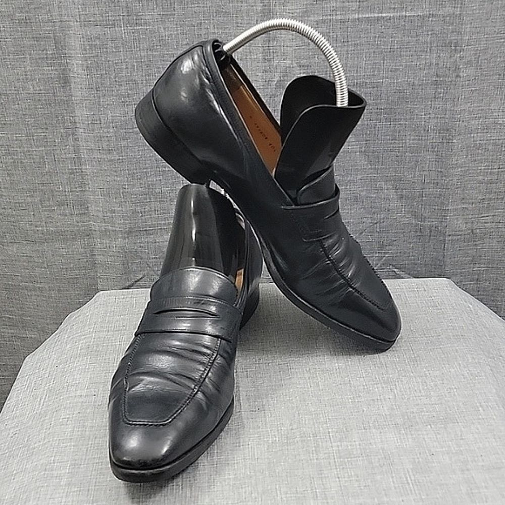 Tanino Crisci Men's Black Leather Dress Shoes Loafers Made in Italy SZ 10.5M